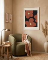 Terracotta Retro Flowers framed in a tender room thumbnail