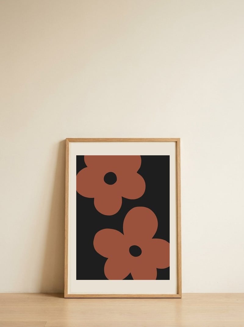 Organic Terracotta Blooms — framed, leaning against the wall