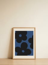 Graphic Blue Flowers — framed, leaning against the wall thumbnail
