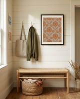 Orange Folk Floral Pattern framed in a relaxed room thumbnail