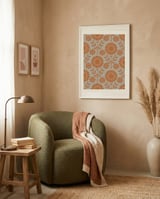 Orange Folk Floral Pattern framed in a tender room thumbnail