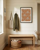 Retro Orange Floral framed in a relaxed room thumbnail