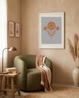 Mid Century Sunflowers framed in a tender room thumbnail