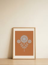 Orange Botanical Trio — framed, leaning against the wall thumbnail