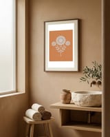 Orange Botanical Trio framed in a serene room thumbnail