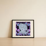 Big Eyed Fluffy Cat — framed, leaning against the wall thumbnail