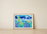 Whimsical Ocean Friends — framed, leaning against the wall thumbnail