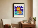 Whimsical Lion Ocean framed in a focused room thumbnail