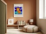 Whimsical Lion Ocean framed in a gentle room thumbnail