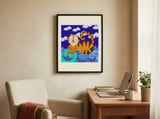 Happy Tiger On Waves framed in a focused room thumbnail