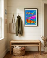 Three Colorful Whales framed in a relaxed room thumbnail