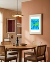 Whimsical Ocean Whales framed in a intimate room thumbnail