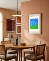 Gentle Blue Elephant framed in a intimate room thumbnail