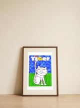 Pink Cartoon Tiger — framed, leaning against the wall thumbnail