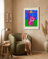 Pink Cartoon Tiger framed in a tender room thumbnail