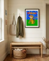 Cheerful Cartoon Tiger framed in a relaxed room thumbnail