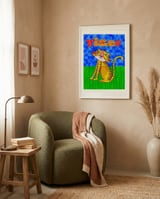 Cheerful Cartoon Tiger framed in a tender room thumbnail