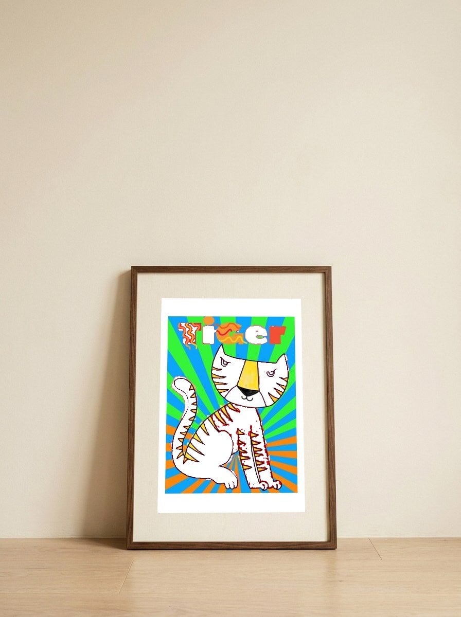 One Little Tiger — framed, leaning against the wall