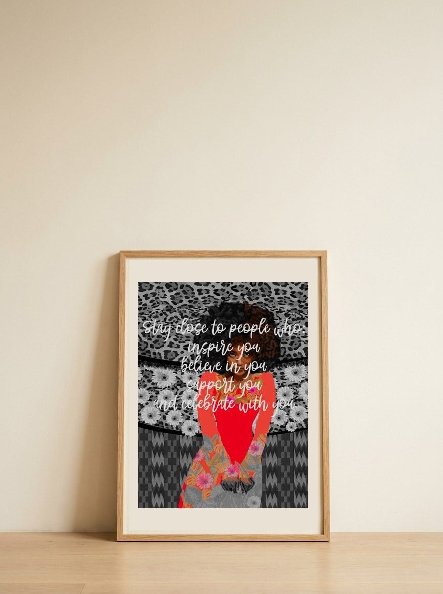Empowering Afro Woman — framed, leaning against the wall