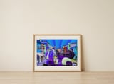 Vibrant Village Vespa — framed, leaning against the wall thumbnail