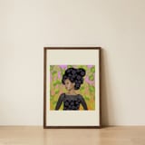 Tropical Floral Portrait — framed, leaning against the wall thumbnail