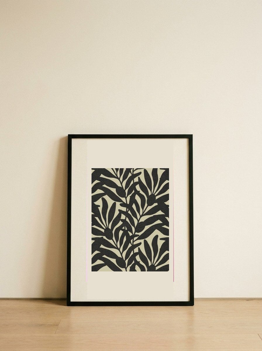 Abstract Botanical Leaves — framed, leaning against the wall