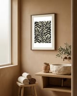Abstract Botanical Leaves framed in a serene room thumbnail