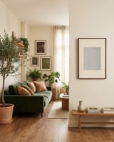 Neutral Tropical Palm framed in a grounding room thumbnail