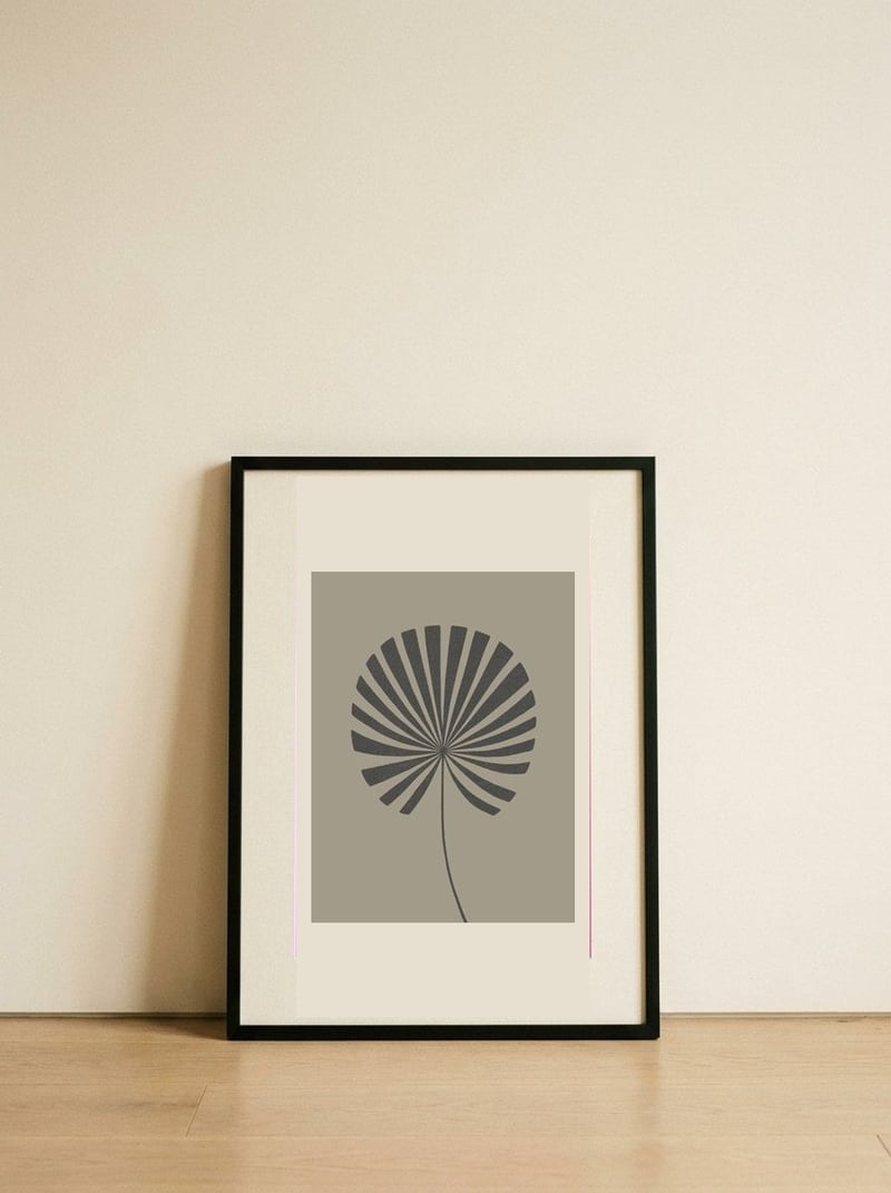 Organic Fan Leaf — framed, leaning against the wall