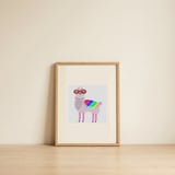 Cool Rainbow Llama — framed, leaning against the wall thumbnail