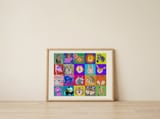 Colorful Whimsical Animal Portraits — framed, leaning against the wall thumbnail