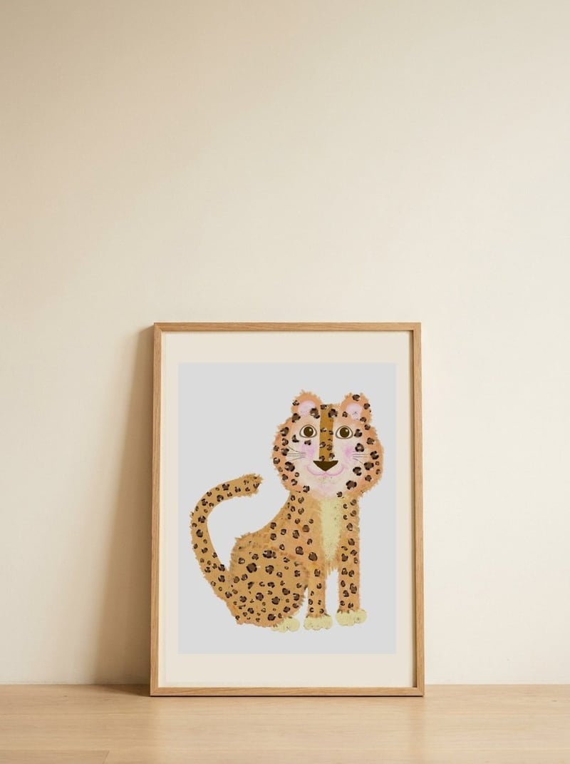 Cute Leopard Cub — framed, leaning against the wall