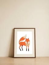 Curious Orange Fox — framed, leaning against the wall thumbnail