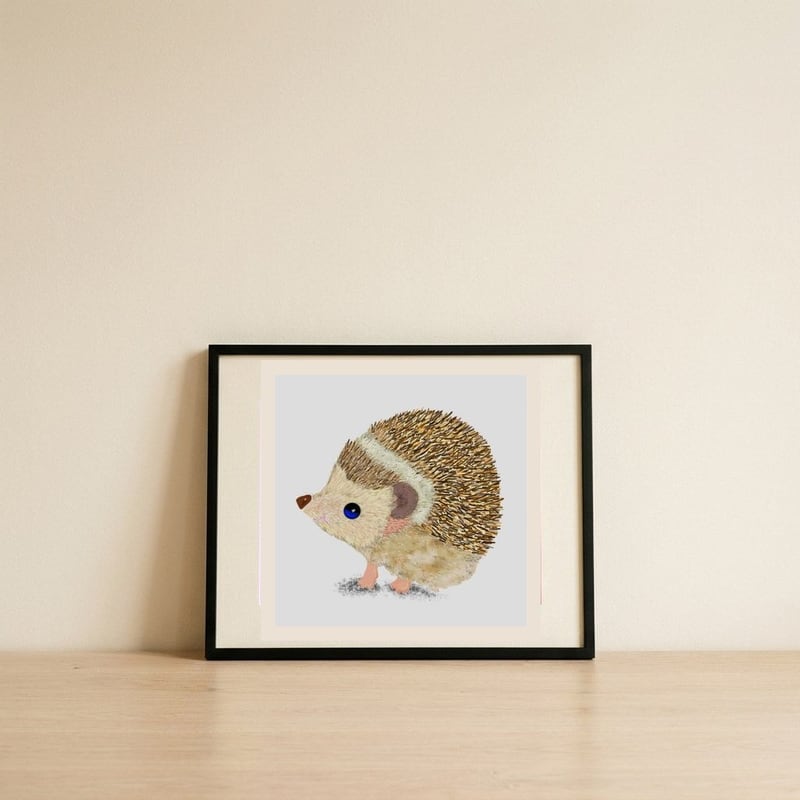 Cute Baby Hedgehog — framed, leaning against the wall