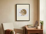 Cute Blue Eyed Hedgehog framed in a focused room thumbnail