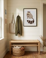 Sweet Curious Raccoon framed in a relaxed room thumbnail
