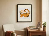 Friendly Orange Tiger framed in a focused room thumbnail
