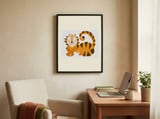 Friendly Cartoon Tiger framed in a focused room thumbnail