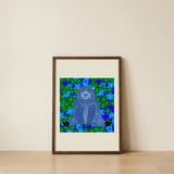 Whimsical Blue Bear — framed, leaning against the wall thumbnail