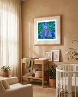 Whimsical Blue Bear framed in a tender room thumbnail