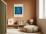 Whimsical Blue Bear framed in a gentle room thumbnail