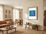 Whimsical Blue Bear framed in a grounding room thumbnail