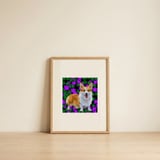 Happy Corgi with Flowers — framed, leaning against the wall thumbnail