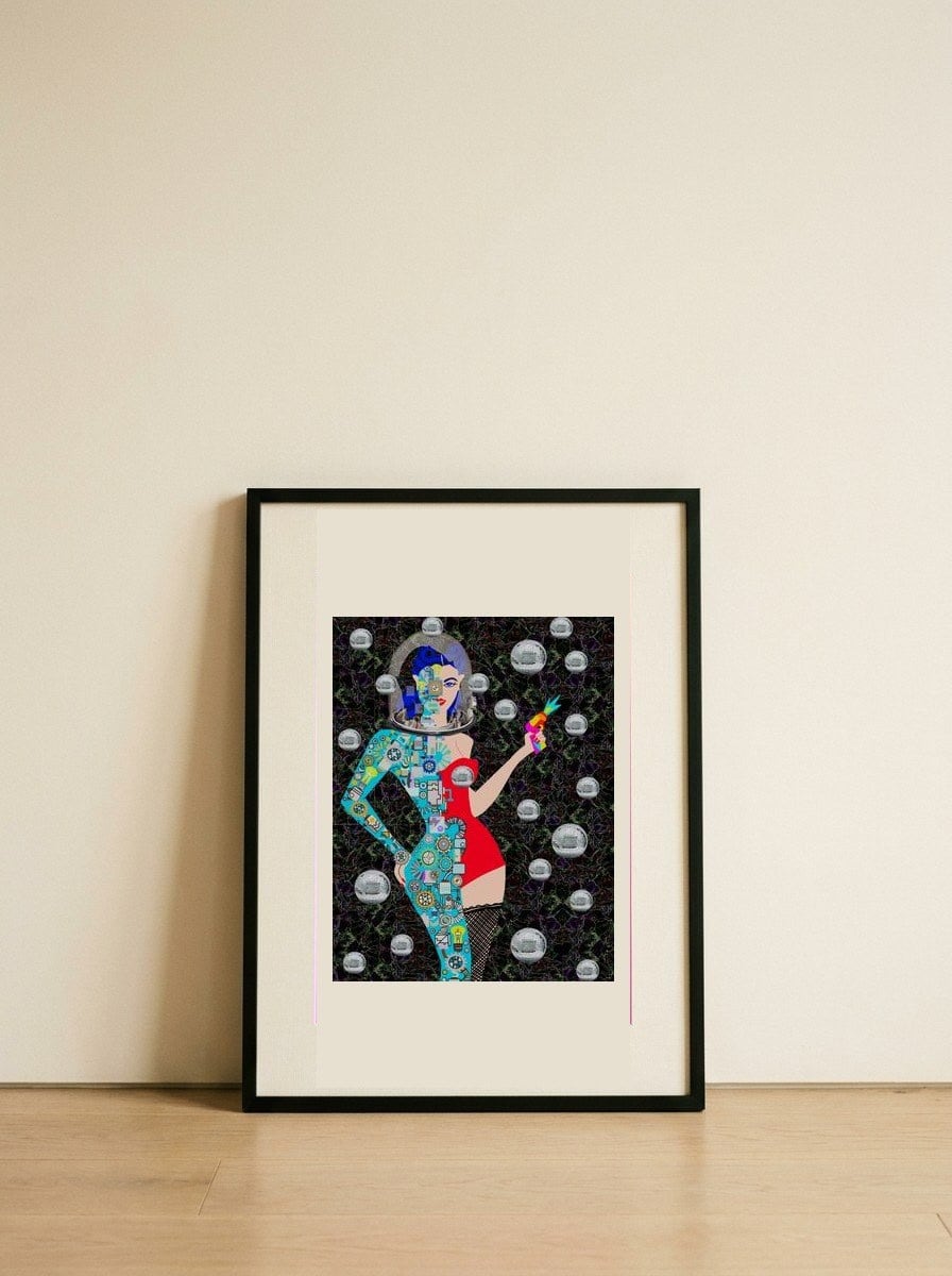 Retro Future Woman — framed, leaning against the wall