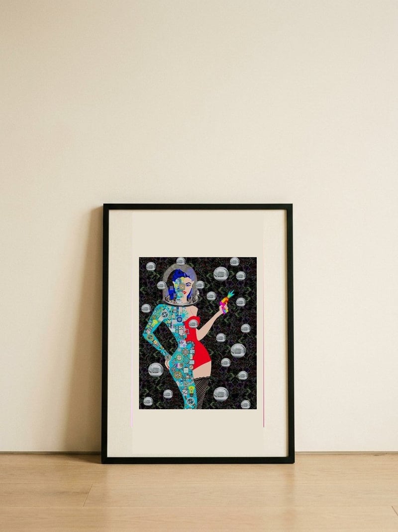 Retro Future Woman — framed, leaning against the wall