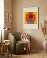 Vibrant Afro Woman Portrait framed in a tender room thumbnail