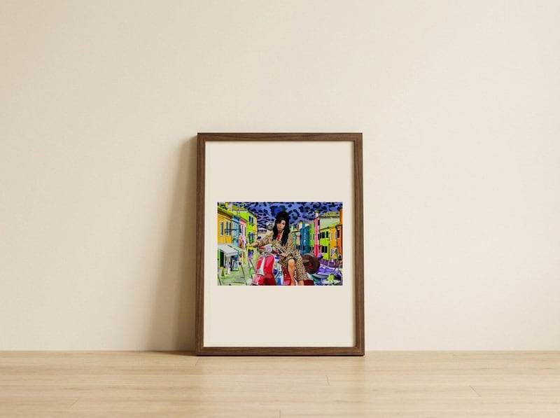 Leopard Style Canal Ride — framed, leaning against the wall