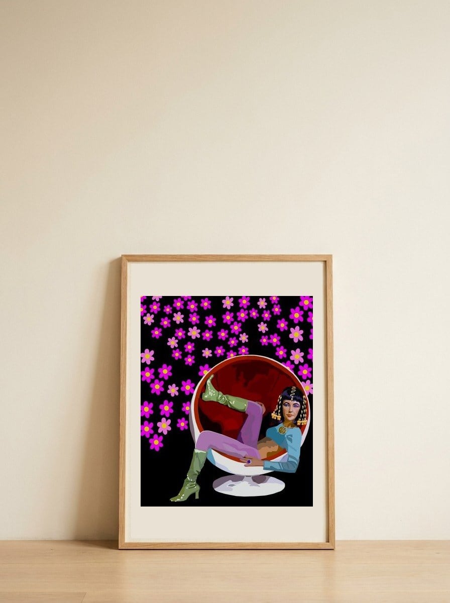 Glamorous Retro Egg Chair — framed, leaning against the wall
