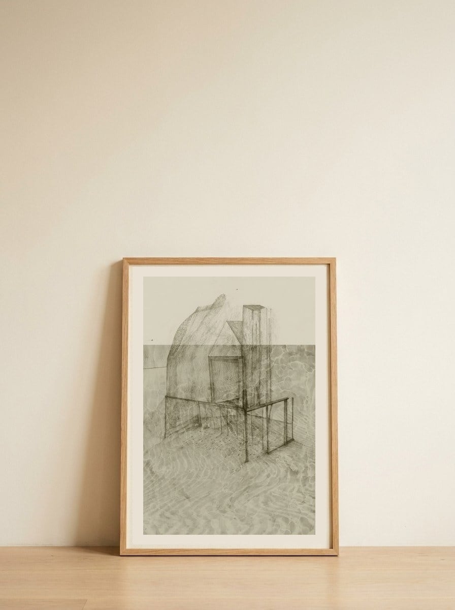 Surface — framed, leaning against the wall