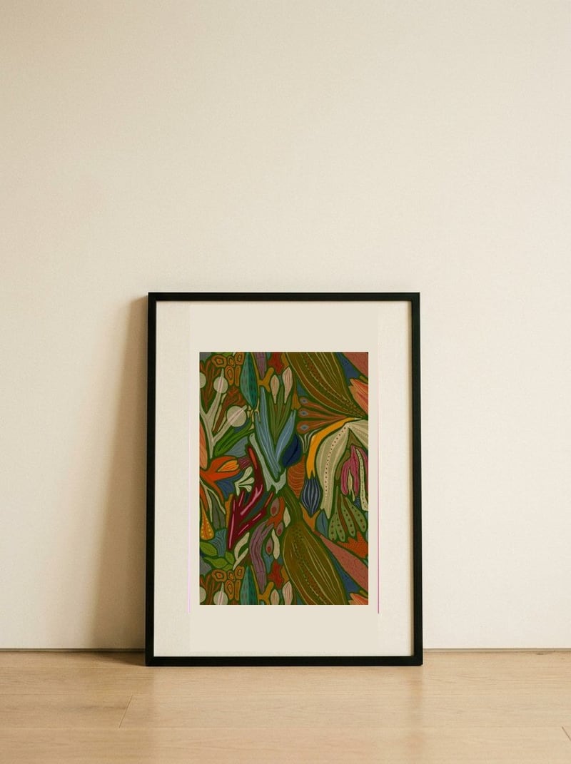 Lyrma — framed, leaning against the wall